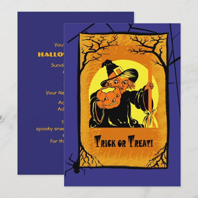 Invitaciones a la fiesta de Halloween de la Bruja  (Anverso / Reverso)