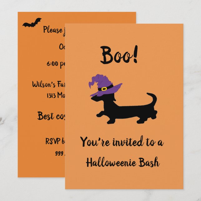 Invitaciones a la fiesta de Halloween de la Bruja  (Anverso / Reverso)