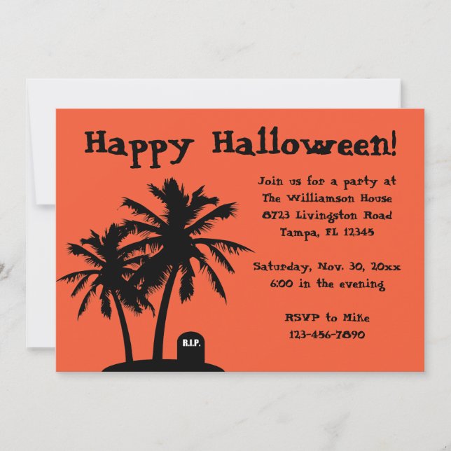 Invitaciones a la fiesta de Halloween de Palm Tree (Anverso)
