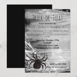 Invitaciones a la fiesta de Halloween de telaraña 