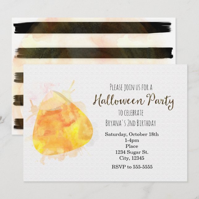 Invitaciones a la fiesta de Halloween de Watercolo (Anverso / Reverso)