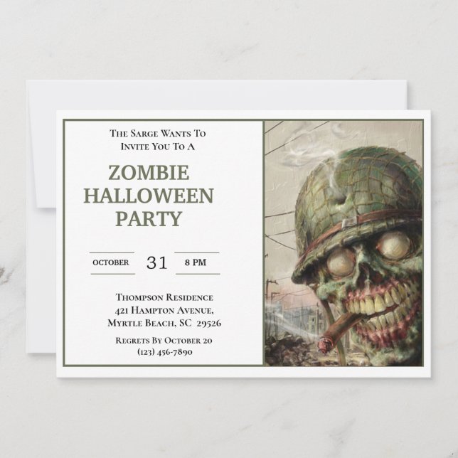 Invitaciones a la fiesta de Halloween de Zombie (Anverso)