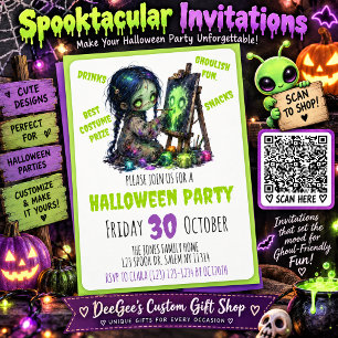 Invitaciones a la fiesta de Halloween de Zombie y