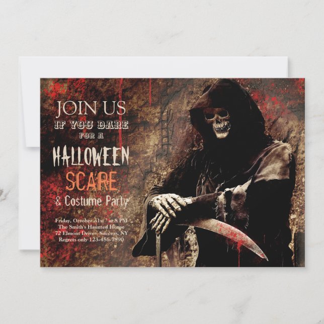 Invitaciones a la fiesta de Halloween del terror (Anverso)