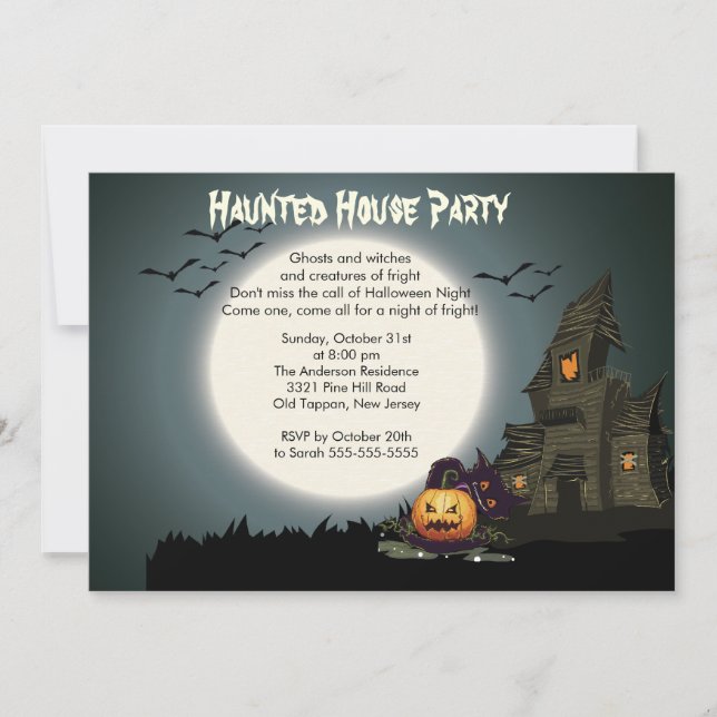 Invitaciones a la fiesta de Halloween en la casa e (Anverso)