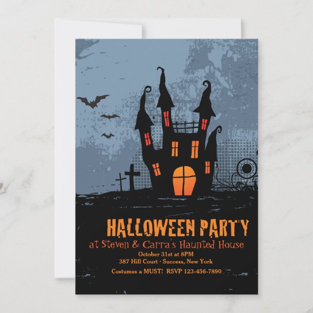 Invitaciones a la Fiesta de Halloween en una Casa  (Anverso)