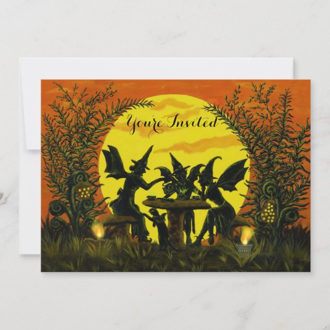 Invitaciones a la fiesta de Halloween, hada de bru (Anverso)