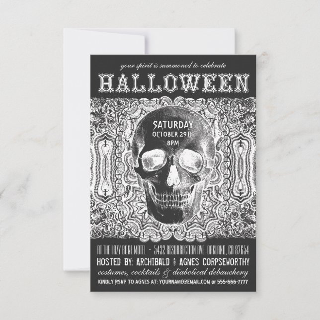 Invitaciones a la fiesta de Halloween - Negro Stea (Anverso)