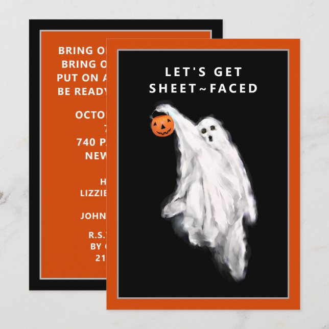 Invitaciones a la fiesta de Halloween para adultos (Anverso / Reverso)