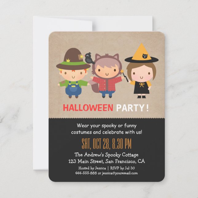Invitaciones a la fiesta de Halloween para niños p (Anverso)