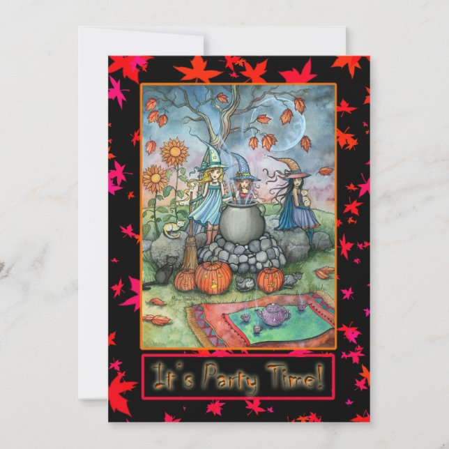 Invitaciones a la Fiesta de Halloween Pequeña Bruj (Anverso)