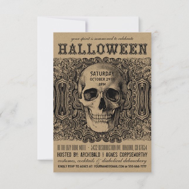 Invitaciones a la fiesta de Halloween - Steampunk  (Anverso)