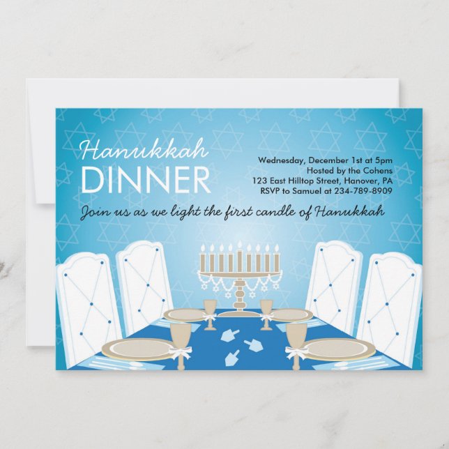 Invitaciones a la fiesta de Hanukkah (Anverso)