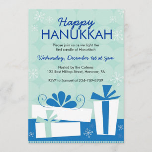 Invitaciones a la fiesta de Hanukkah con regalos