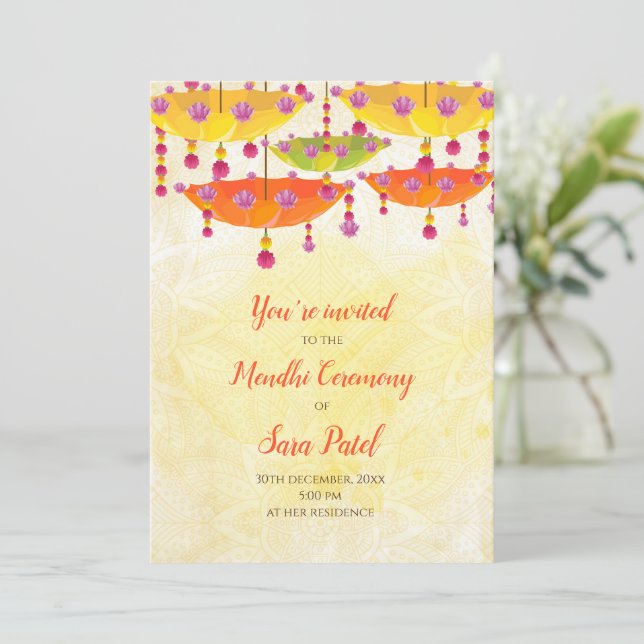 Invitaciones a la fiesta de Henna y Mendhi (Anverso de pie)