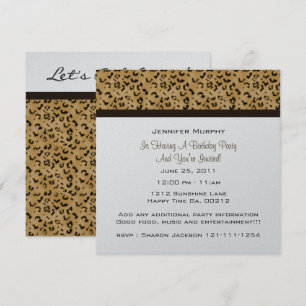 Invitaciones a la fiesta de impresión de leopardo