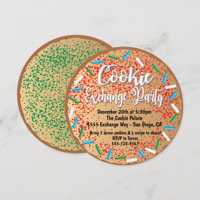 Invitaciones a la fiesta de intercambio de cookies (Anverso / Reverso)
