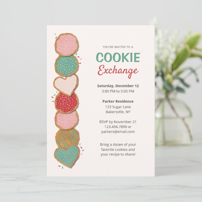 Invitaciones a la fiesta de intercambio de galleta (Anverso de pie)