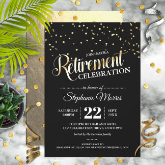 Invitaciones a la Fiesta de Jubilación de Confetti