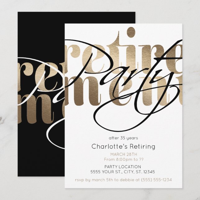 Invitaciones a la Fiesta de Jubilación del Glam Do (Anverso / Reverso)