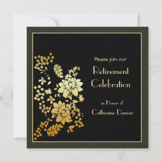 Invitaciones a la Fiesta de Jubilación Dorada Flor
