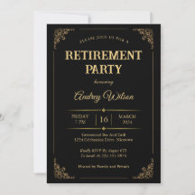 Invitaciones a la Fiesta de Jubilación Elegante Or