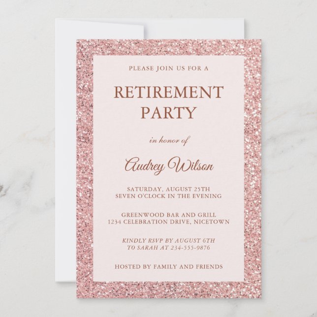 Invitaciones a la fiesta de jubilación Rosa Purpur (Anverso)