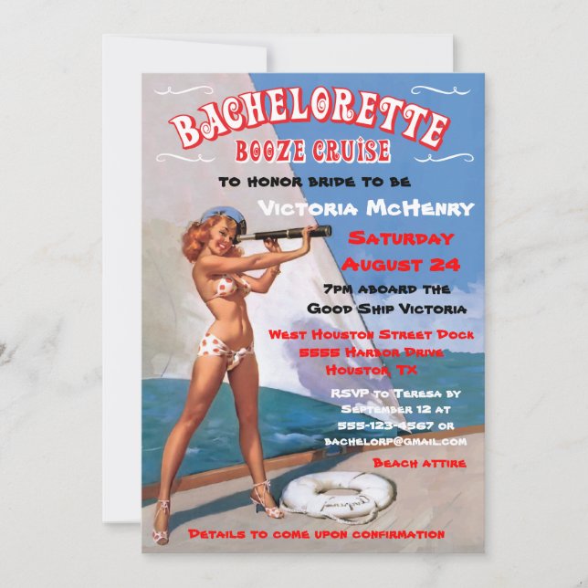Invitaciones a la fiesta de la Bachelorette Booze  (Anverso)