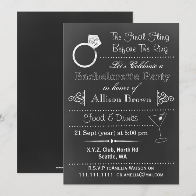 Invitaciones a la fiesta de la bachillerato de Cha (Anverso / Reverso)