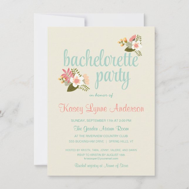 Invitaciones a la fiesta de la bachillerato floral (Anverso)