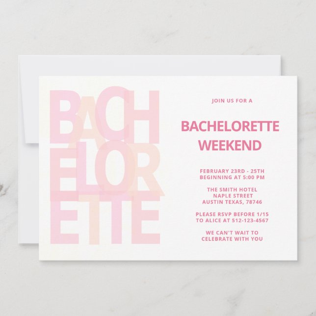 Invitaciones a la fiesta de la bachillerato rosa (Anverso)