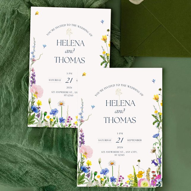 Invitaciones a la fiesta de la boda de los Flores  (koragarro flower wedding invitation, wild flowers invites, personalized wedding invitation bundles)