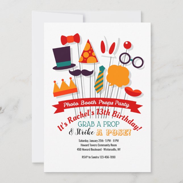 Invitaciones a la fiesta de la cabina de fotos (Anverso)