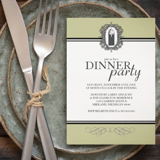 Invitaciones a la fiesta de la cena de Moda clásic (Subido por el creador)