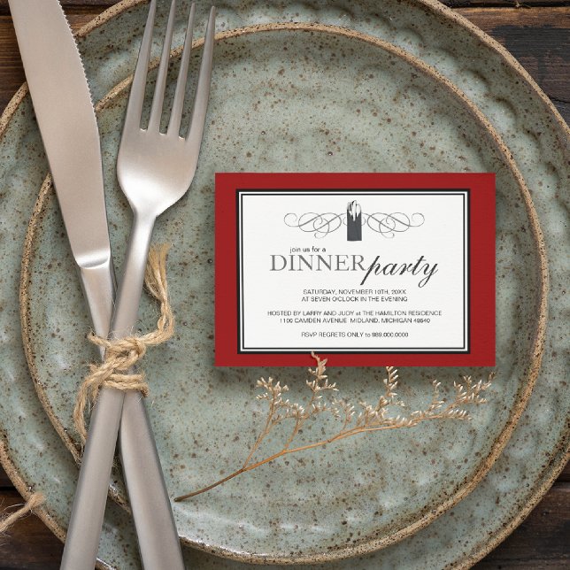 Invitaciones a la fiesta de la cena de Moda clásic (Subido por el creador)