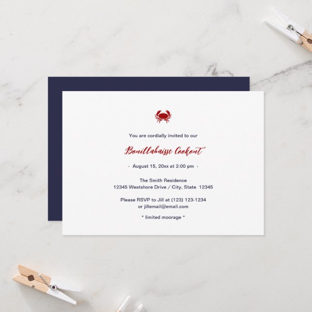 Invitaciones a la fiesta de la cocción de Bouillab (Anverso/Reverso In Situ)