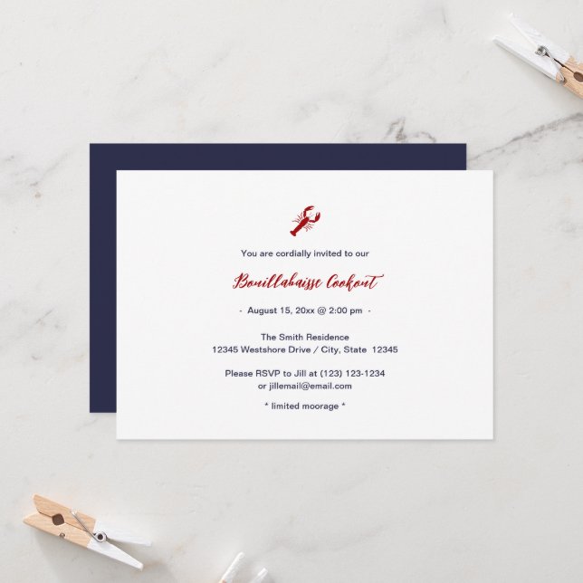 Invitaciones a la fiesta de la cocción de Bouillab (Anverso/Reverso In Situ)