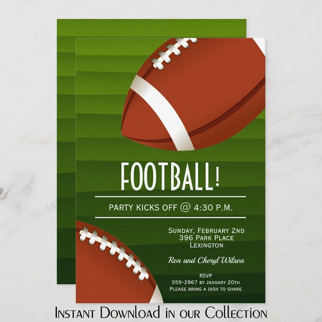 Invitaciones a la fiesta de la copa de fútbol amer (American Football Bowl Game Party Invitations (INSTANT DOWNLOAD available in our collection))