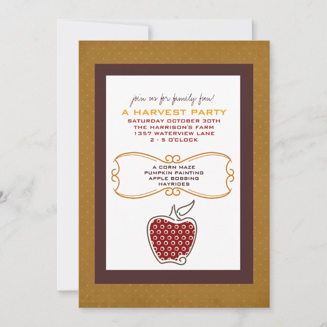 Invitaciones a la fiesta de la cosecha de otoño (Anverso)