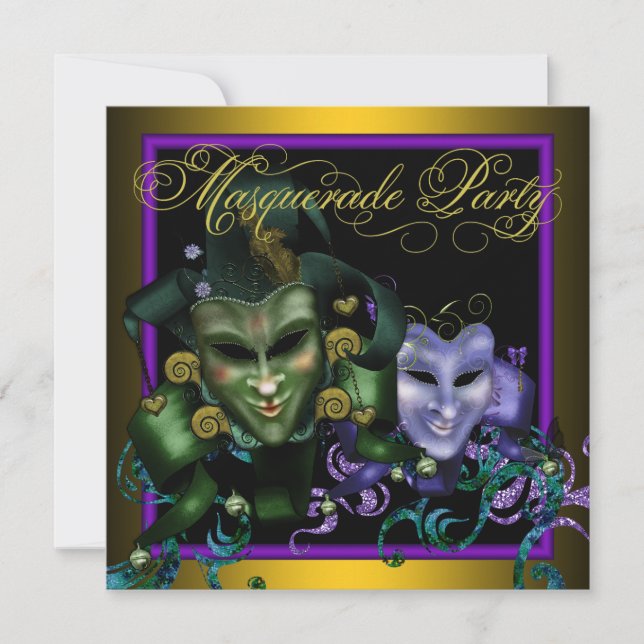 Invitaciones a la fiesta de la mascarada de oro mo (Anverso)