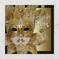 Invitaciones a la fiesta de la mascarada de oro ne