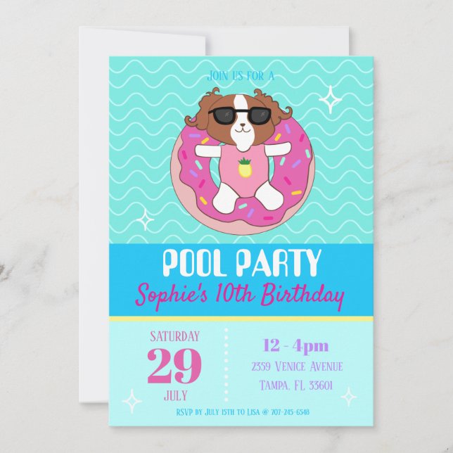Invitaciones a la Fiesta de la Piscina de Perros d (Anverso)