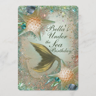 Invitaciones a la fiesta de la sirena bajo el mar
