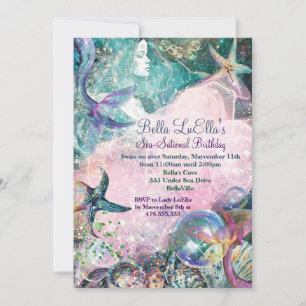 Invitaciones a la fiesta de la sirena marina