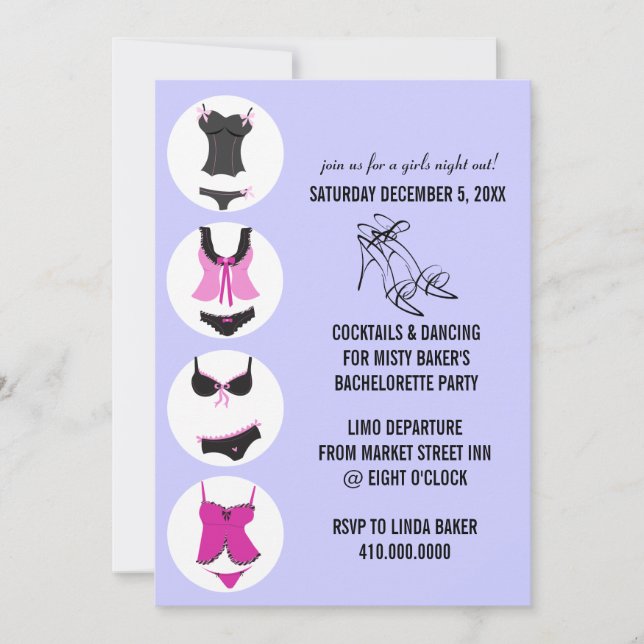 Invitaciones a la fiesta de la soltera (Anverso)