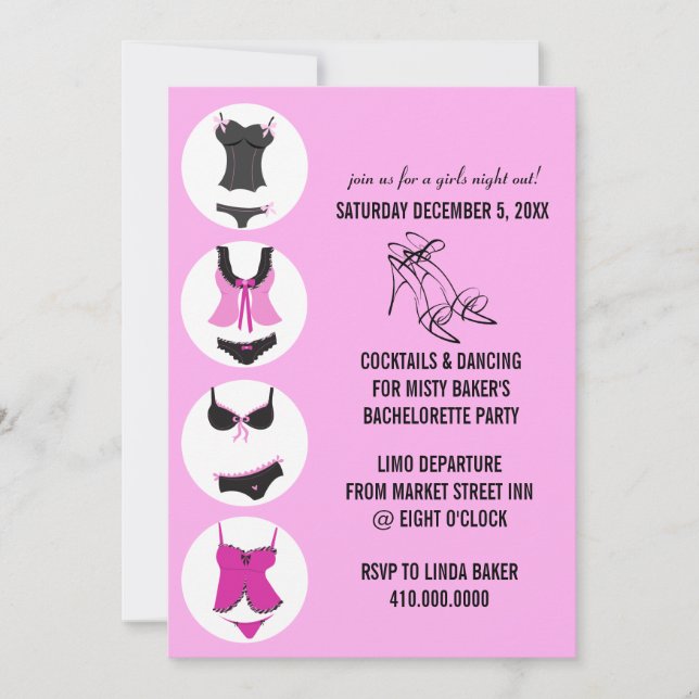 Invitaciones a la fiesta de la soltera (Anverso)