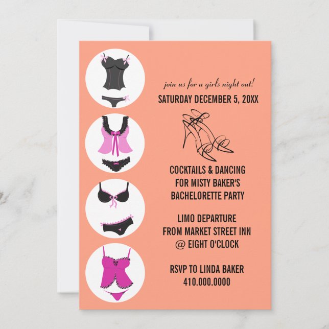 Invitaciones a la fiesta de la soltera (Anverso)