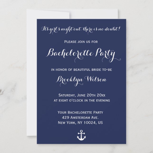 Invitaciones a la fiesta de la soltera azul de la  (Anverso)