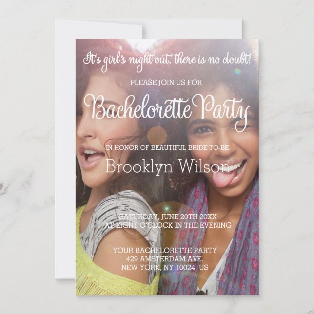 Invitaciones a la fiesta de la soltera fotográfica (Anverso)