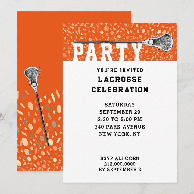 Invitaciones a la fiesta de Lacrosse (Anverso / Reverso)